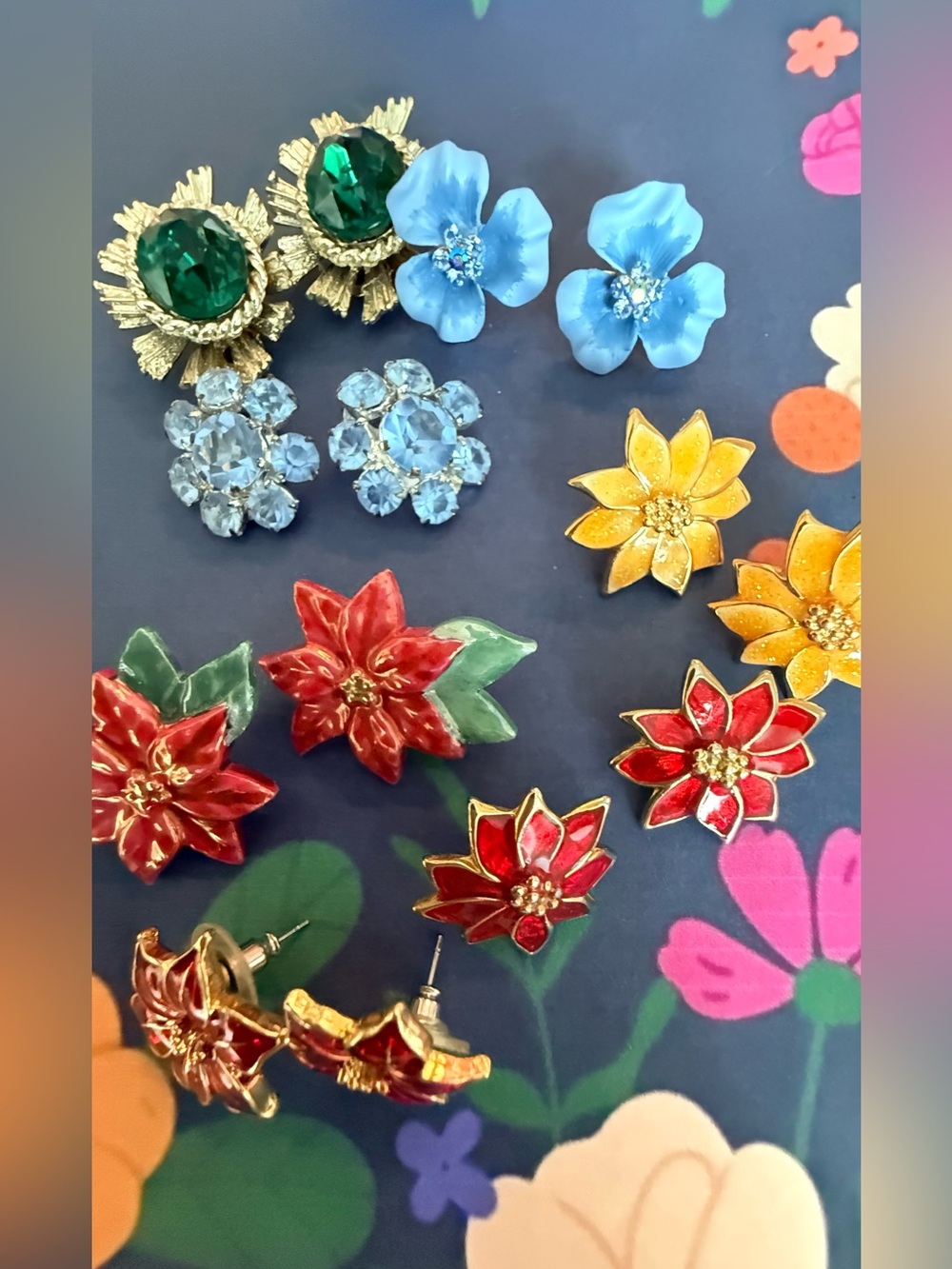 Red Poinsettia Floral Earrings Bundle.